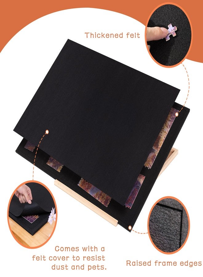 Tektalk Foldable Jigsaw Puzzle Board with 4 Angle Adjustable Bracket/Stand, Lightweight Portable Puzzle Mat Plateau with Wooden Easel, Foldaway Felt Puzzle Table, for Up to 1500 Pieces (Black) - Image 4